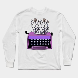 Floral vintage typewriter design Long Sleeve T-Shirt